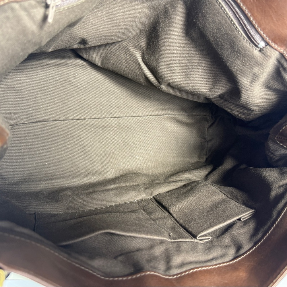 Saks Fifth Avenue Brown Leather and Suede Shoulder Bag - Picture 10 of 15